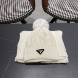 Prada Couple Fashion Warm Wool Scarf Hat Set