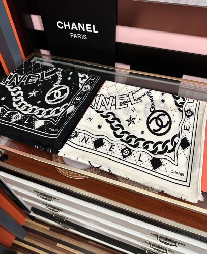 Chanel Fashion Double Sided Double C Graffiti Cashmere Scarf Size: 65x 185 CM