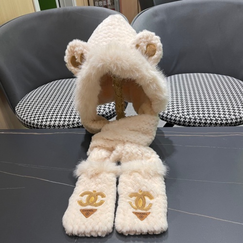 Chanel Fashion Versatile Bear Scarf Hat Glove One Piece