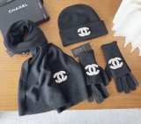 Chanel New Classic Versatile Wool Scarf Hat Glove Set