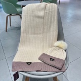 Prada Fashion Versatile Fox Hairball Cashmere Hat Scarf