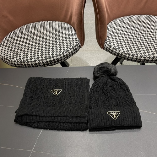 Prada Couple Fashion Warm Wool Scarf Hat Set