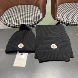 Moncler Fashion Versatile Flanged Wool Knitted Wool Hat Scarf Set