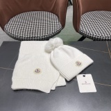 Moncler Fashion Versatile Flanged Wool Knitted Wool Hat Scarf Set