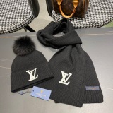 Louis Vuitton Couple Fashion Wool Scarf Hat Set