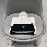 Dior Fashion Versatile Fox Wool Ball Cashmere Hat and Scarf Set