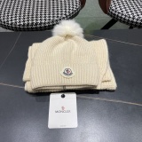 Moncler Fashion Versatile Flanged Wool Knitted Wool Hat Scarf Set