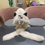 Chanel Fashion Versatile Fox Hair Hat Scarf 
