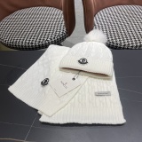 Moncler Fashion Warm Fox Hair Ball Hat Scarf Set