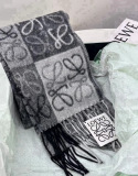 Loewe New Classic Checkered Logo Jacquard Cashmere Scarf Size: 40x 200 CM