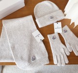 Moncler New Classic Versatile Flanged Wool Knitted Wool Hat Scarf Glove Set