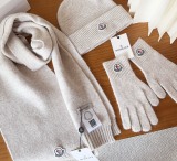 Moncler New Classic Versatile Flanged Wool Knitted Wool Hat Scarf Glove Set