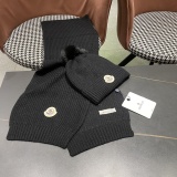 Moncler Fashion Versatile Flanged Wool Knitted Wool Hat Scarf Set