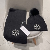 Chanel Couple Fashion Versatile Wool Scarf Hat Set