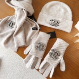 Chanel New Classic Versatile Wool Scarf Hat Glove Set