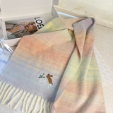 Loewe New Fashion Embroidered Rainbow Cashmere Scarf Size: 30x 180 CM