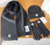 Moncler New Classic Versatile Flanged Wool Knitted Wool Hat Scarf Glove Set