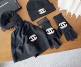 Chanel New Classic Versatile Wool Scarf Hat Glove Set