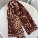 Gucci New Classic Grid GG Jacquard Wool Scarf Size: 47x 180 CM
