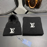 Louis Vuitton Couple Fashion Wool Scarf Hat Set