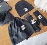 Chanel New Classic Versatile Wool Scarf Hat Glove Set