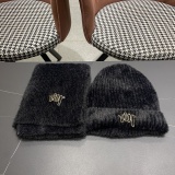 Dior Couple Fashion Versatile Knitted Hat Scarf Set