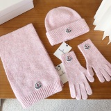Moncler New Classic Versatile Flanged Wool Knitted Wool Hat Scarf Glove Set