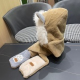 Moncler Fashion Versatile Fox Ear Hat Scarf Glove One Piece