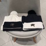 Dior Fashion Versatile Fox Wool Ball Cashmere Hat and Scarf Set