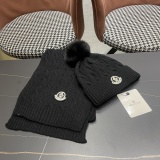 Moncler Fashion Warm Fox Hair Ball Hat Scarf Set