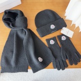 Moncler New Classic Versatile Flanged Wool Knitted Wool Hat Scarf Glove Set