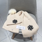 Chanel Couple Fashion Versatile Wool Scarf Hat Set