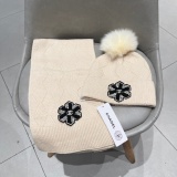 Chanel Couple Fashion Versatile Wool Scarf Hat Set