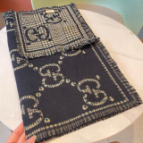 Gucci New Classic Grid GG Jacquard Wool Scarf Size: 47x 180 CM
