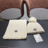 Moncler Fashion Warm Fox Hair Ball Hat Scarf Set