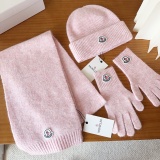 Moncler New Classic Versatile Flanged Wool Knitted Wool Hat Scarf Glove Set