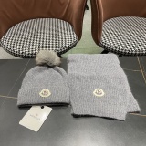 Moncler Fashion Versatile Flanged Wool Knitted Wool Hat Scarf Set
