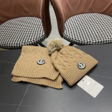 Moncler Fashion Warm Fox Hair Ball Hat Scarf Set