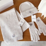 Moncler New Classic Versatile Flanged Wool Knitted Wool Hat Scarf Glove Set