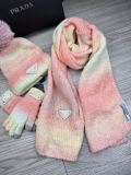 Prada New Couple Fashion Hairball Hat Scarf Glove Set