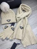 Prada New Couple Fashion Hairball Hat Scarf Glove Set