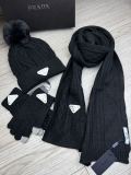 Prada New Couple Fashion Hairball Hat Scarf Glove Set
