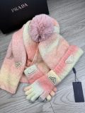 Prada New Couple Fashion Hairball Hat Scarf Glove Set