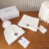 Moncler New Classic Versatile Flanged Wool Knitted Wool Hat Scarf Set