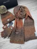 Prada New Couple Fashion Hairball Hat Scarf Glove Set