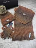 Prada New Couple Fashion Hairball Hat Scarf Glove Set