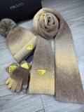 Prada New Couple Fashion Hairball Hat Scarf Glove Set