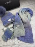 Prada New Couple Fashion Hairball Hat Scarf Glove Set
