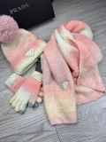 Prada New Couple Fashion Hairball Hat Scarf Glove Set