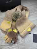 Prada New Couple Fashion Hairball Hat Scarf Glove Set